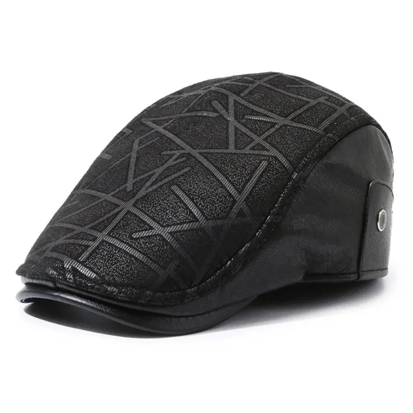 Men's Leather Forward Cap Outdoor Casual Cap Beret - Keymimi.com 