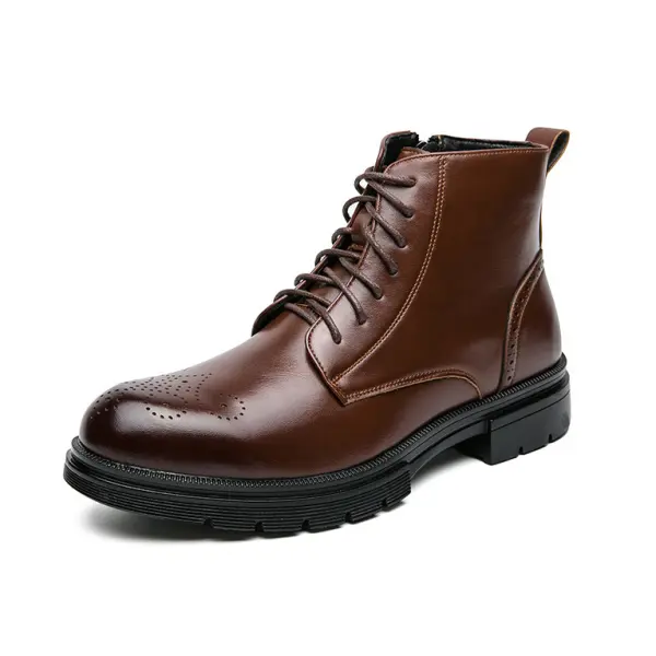 Men's Martin Boots British Style Brogue Work Boots - Elementnice.com 