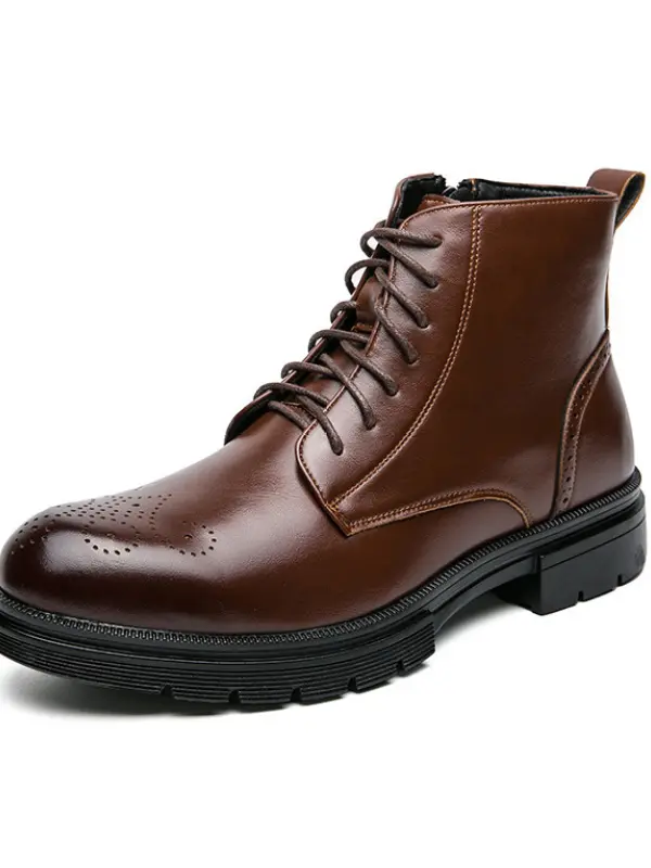 Men's Martin Boots British Style Brogue Work Boots - Simplyion.com 