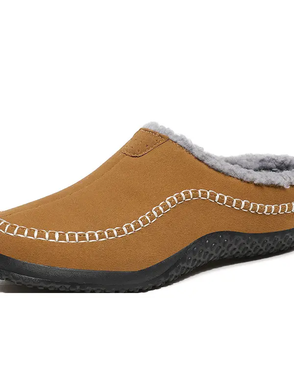 Men's Fleece Breathable Outdoor Non-slip Sports Walking Warm Lining Waterproof Casual Slippers Plus Size - Pragmaace.com 