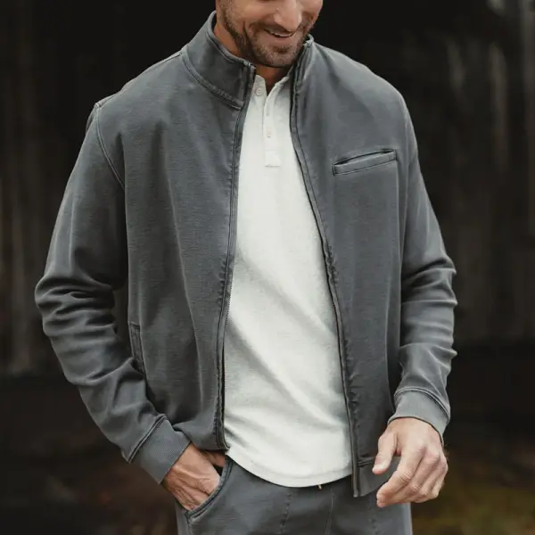 Men's Casual Full Zip Track Jacket - Sunhopebloom.com 