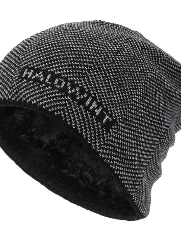 Velvet Thickened Hat Outdoor Letter Knitted Hat Autumn Winter Cycling Neck Protection Warm Woolen Hat - Simplyion.com 