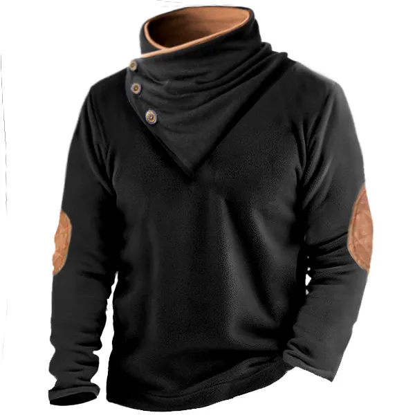 Men's Fleece Shawl Stand Collar Sweatshirt Outdoor Stand Collar Thick Tactical Fleece Top Only $34.89 - Wayrates.com 