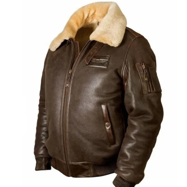 Men's Outdoor Vintage Thickened Fleece PU Jacket - Manlyhost.com 