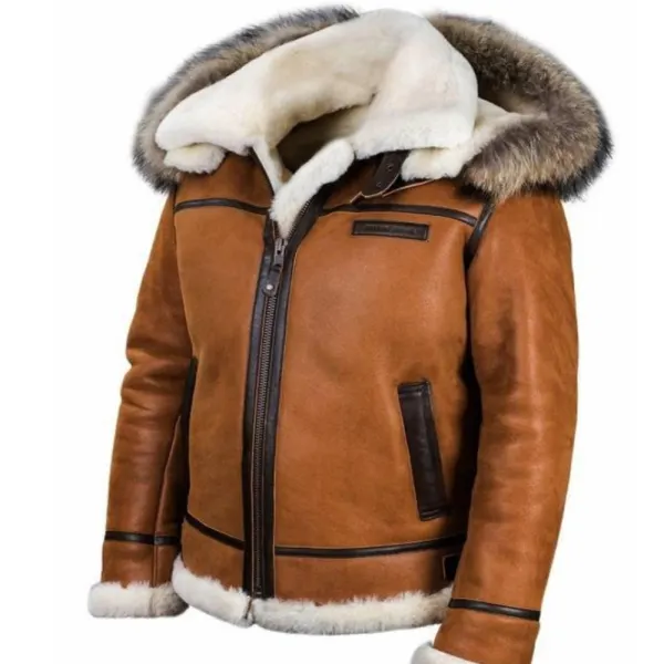 Men's Outdoor Retro Thick Velvet PU Hooded Jacket - Elementnice.com 