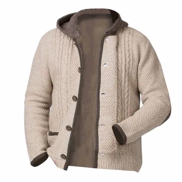 Men's Vintage Contrast Knitted Hooded Jacket Cardigan Only $64.89 - Wayrates.com 