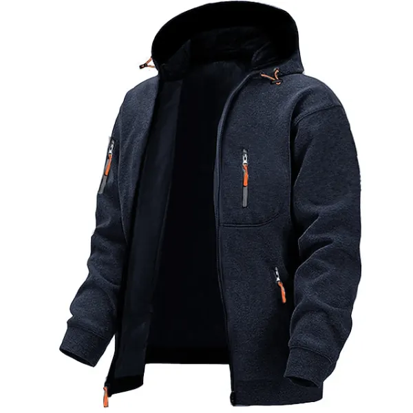 Men's Daily Casual Zip Hoodie Outerwear Streetwear Hoodies Navy Blue Dark Gray Gray Hooded Pocket Going Out Streetwear - Rabclub.com 