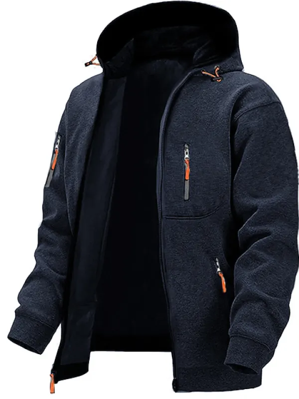 Men's Daily Casual Zip Hoodie Outerwear Streetwear Hoodies Navy Blue Dark Gray Gray Hooded Pocket Going Out Streetwear - Pragmaace.com 