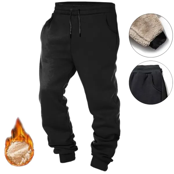 Men's Fleece Thickened Nine-point Pants Pocket Casual Sports Pants - Nicheten.com 