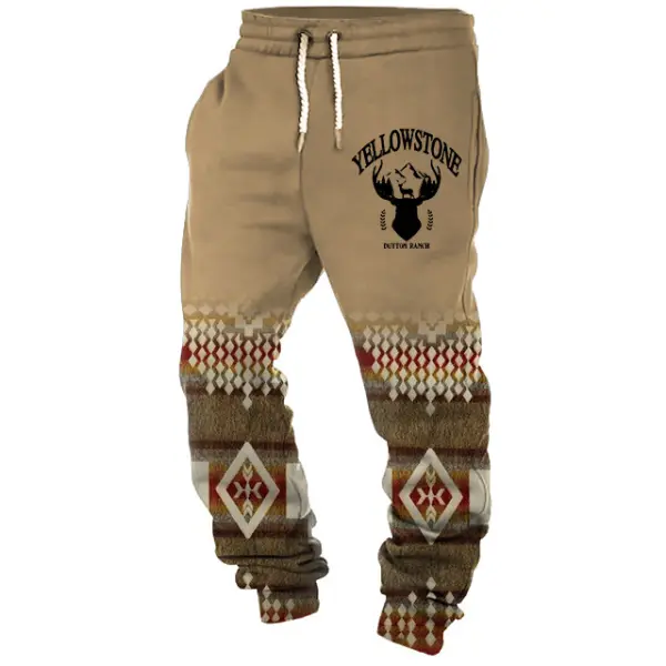 Men's Sweatpants Yellowstone Button Ranch Aztec Print Casual Vintage Sports Pants Only $23.89 - Wayrates.com 