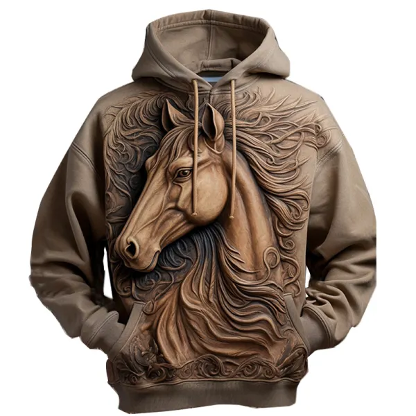 Men's Vintage Western Horse Print Casual Hoodie Only $32.89 - Wayrates.com 