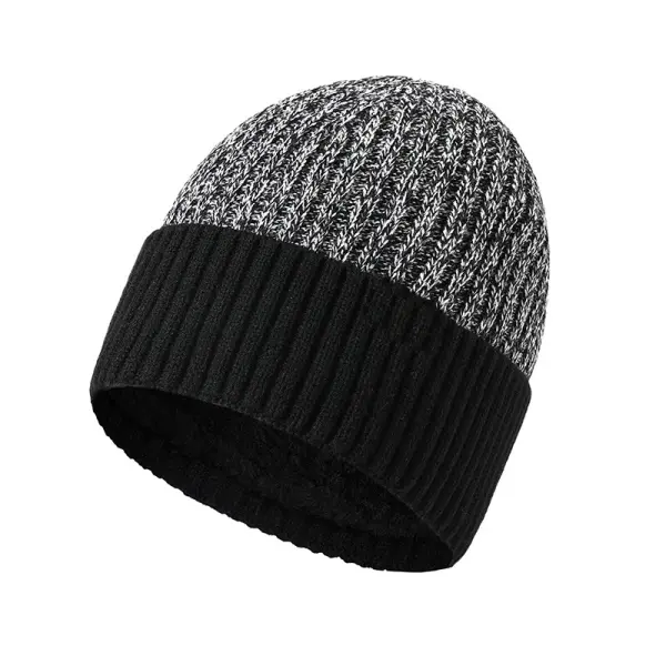 Men's Double Layer Woolen Hat Plus Fleece Warm Knitted Hat - Rabclub.com 