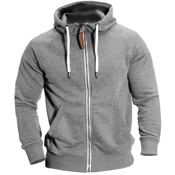 Men's Outdoor Sports Solid Color Zipper Hooded Sweatshirt Cardigan Jacket Only $35.99 - Elementnice.com 