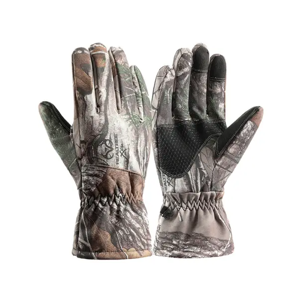 Hunting Camo Windproof Gloves Plus Velvet Touch Screen Outdoor Warm Fleece Hiking Realtree Edge - Elementnice.com 