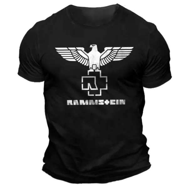Men's Rammstein Rock Band Print Solid Color Short Sleeve Crew Neck T-Shirt - Elementnice.com 