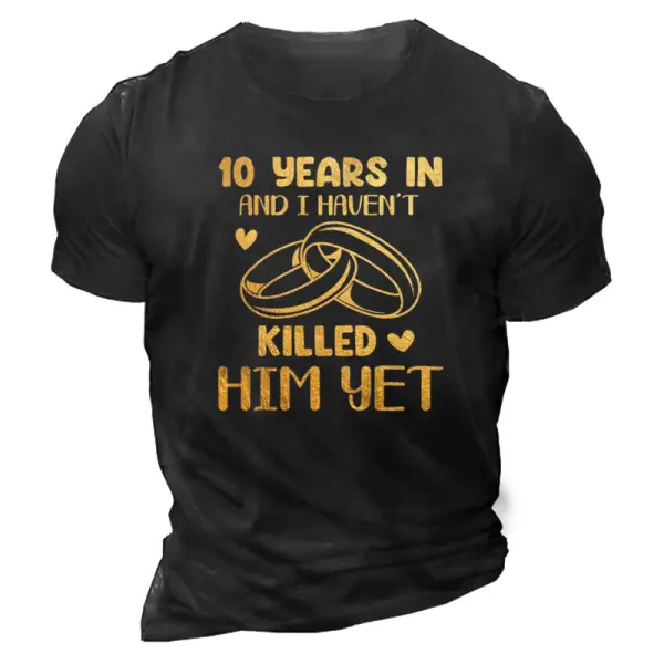 Men's Anniversary Printed Short Sleeve T-Shirt For Husband's 10th Wedding Anniversary Only $18.99 - Elementnice.com 