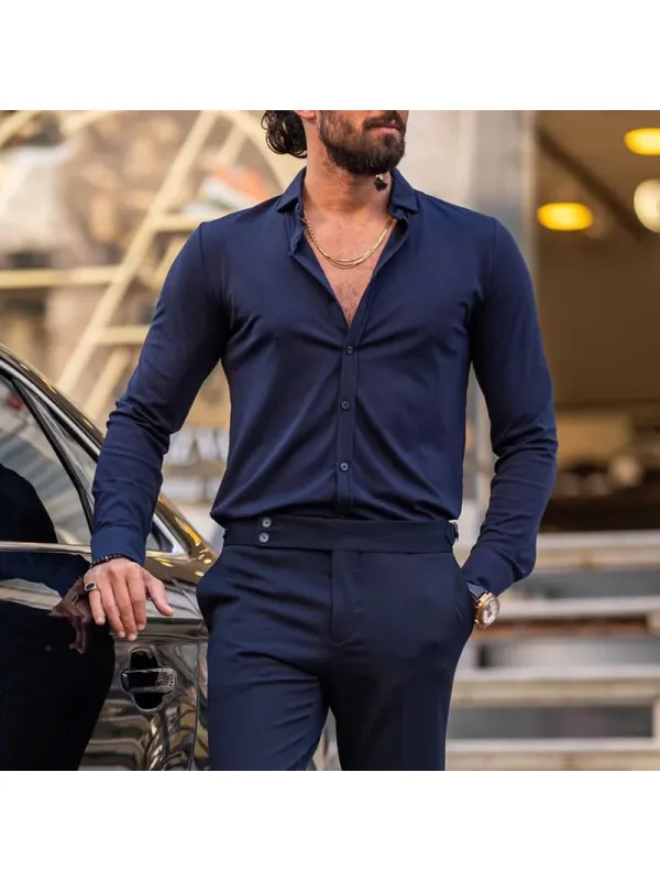 Men's Slim Fit Lycra Long Sleeve Shirt - Valiantlive.com 