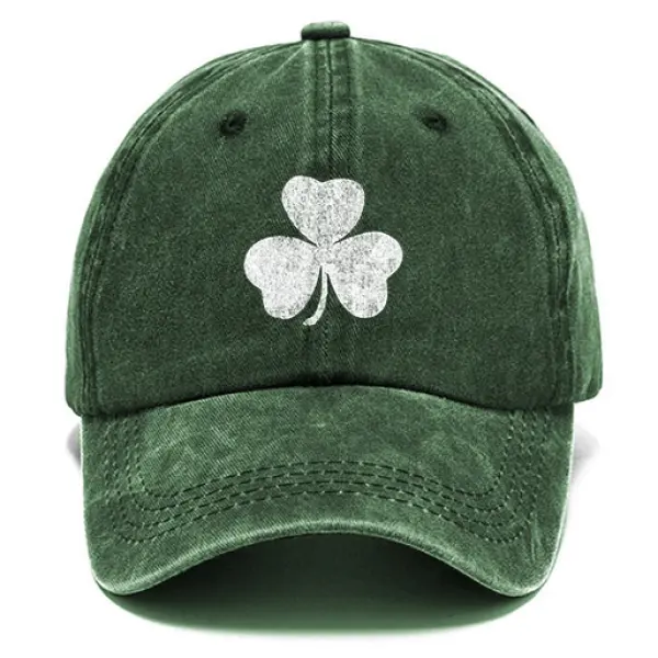 St. Patrick's Day Lucky You Shamrock Washed Cotton Sun Hat Vintage Outdoor Casual Cap - Elementnice.com 
