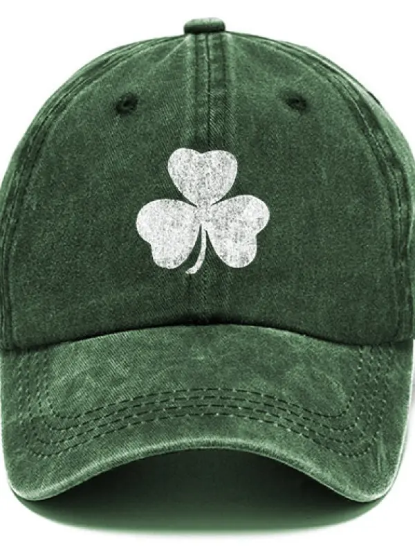 St. Patrick's Day Lucky You Shamrock Washed Cotton Sun Hat Vintage Outdoor Casual Cap - Menwyx.com 