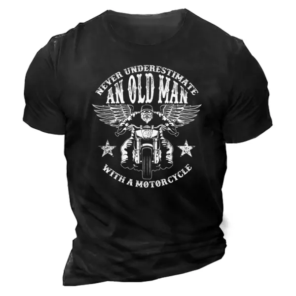 Men Never Underestimate An Old Man With A Motorcycle T-Shirt Retro Motorcycle Dad Tee - Cotosen.com 