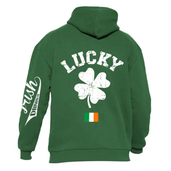 Men's Hoodie Lucky Ireland St. Patrick's Shamrock Day Print Long Sleeve Daily Tops - Dozenlive.com 