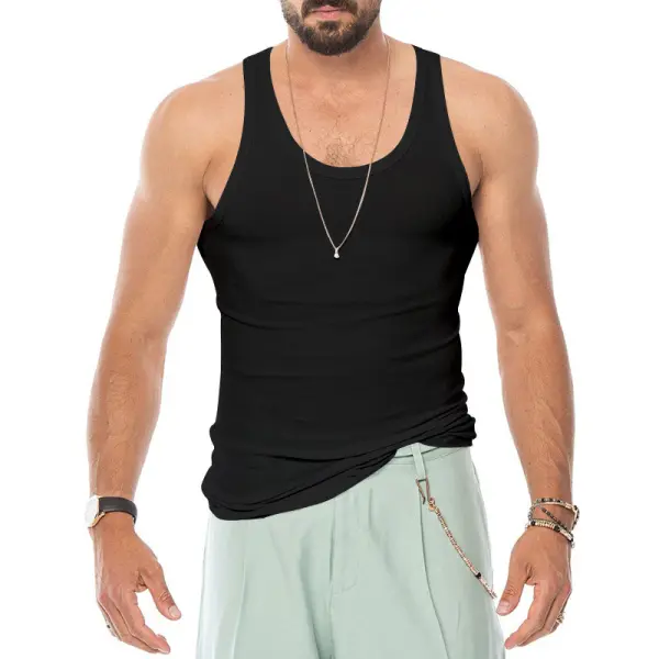 Men's Elastic Tight Solid Color Sports Vest Bodybuilding Bottoming Shirt Only $18.99 - Elementnice.com 