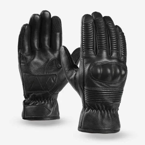 Genuine Leather Harley Motorcycle Riding Gloves For Men Non-slip Warm Touch Screen Outdoor Windproof And Velvet - Elementnice.com 