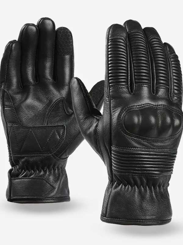 Genuine Leather Harley Motorcycle Riding Gloves For Men Non-slip Warm Touch Screen Outdoor Windproof And Velvet - Pragmaace.com 