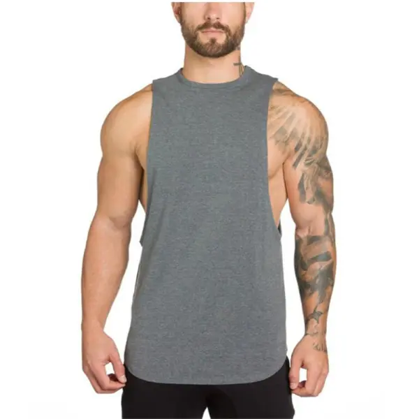Men's Pure Cotton Loose Elastic Vest European And American Long Fitness Sports Bottoming Shirt - Craftshock.com 