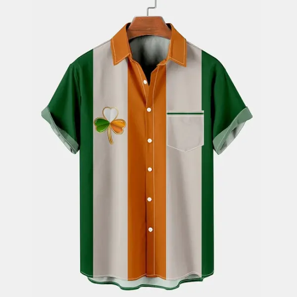 Men's St. Patrick's Day Irish Shamrock Hawaiian Summer Vacation Short Sleeve Shirt - Dozenlive.com 