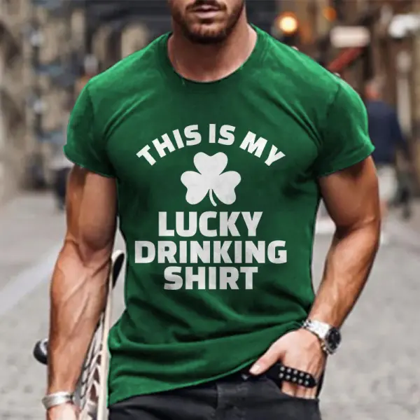 Men's This Is My Lucky Drinking Shirt Shamrock Daily Casual Short Sleeve Crew Neck T-Shirt - Craftshock.com 