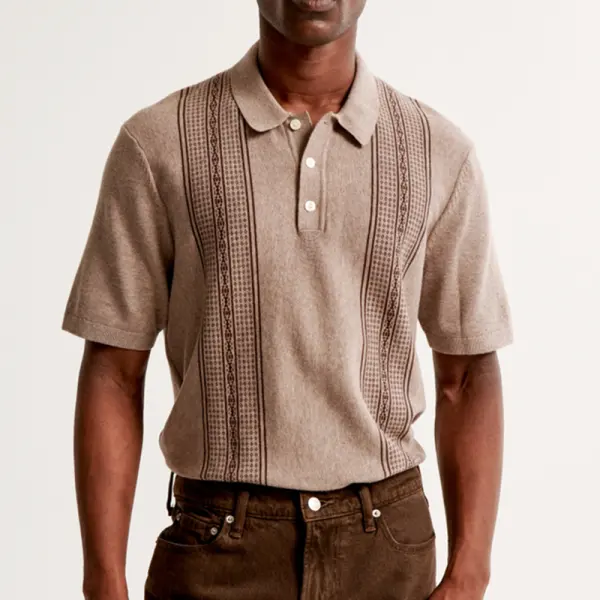 Men's Business Ethnic Print Polo Shirt - Keymimi.com 
