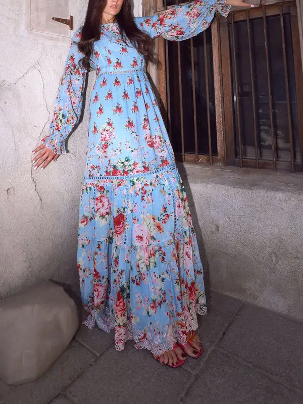Women's Floral Print Maxi Dress - Cominbuy.com 