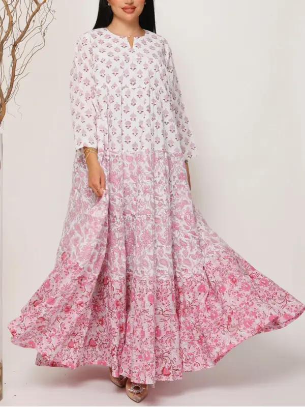 Floral Print Stylish Robe Dress - Realyiyishop.com 