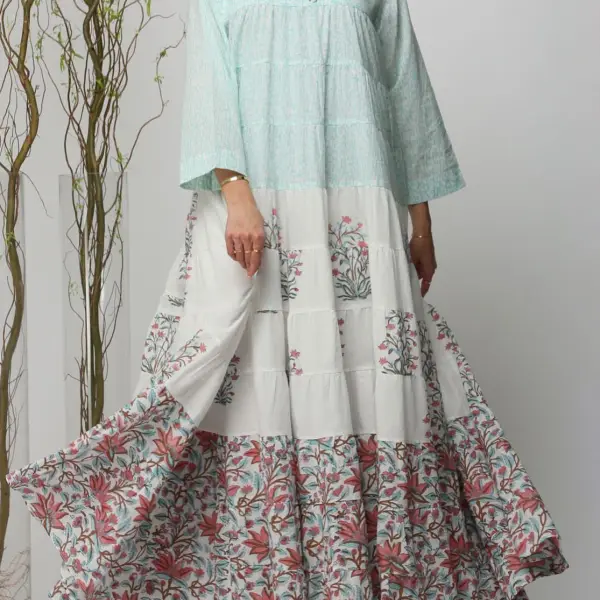 Floral Print Stylish Robe Dress - Elementnice.com 