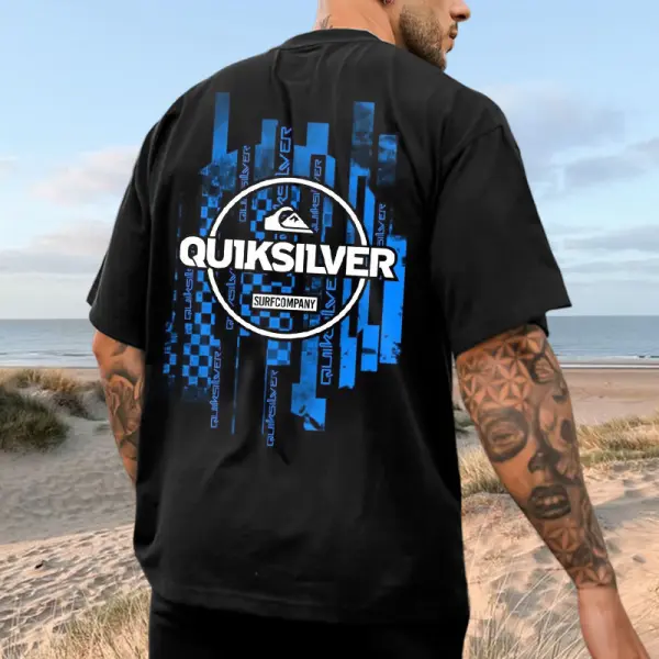 Oversized Men's Vintage Surf Print Beach Resort T-Shirt - Salolist.com 