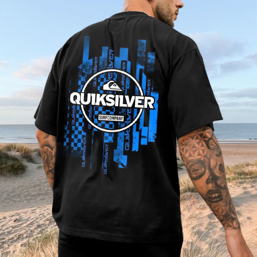 

Oversized Men's Vintage Surf Print Beach Resort T-Shirt