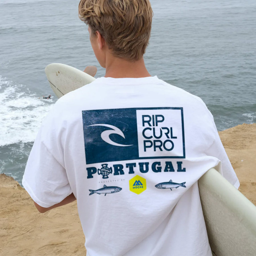 

Oversized Men's Surf Print Beach Resort T-Shirt