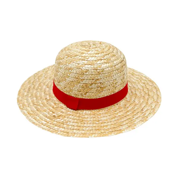 One Piece Anime Flat Top Beach Hat Sun Protection Straw Hat - Spiretime.com 