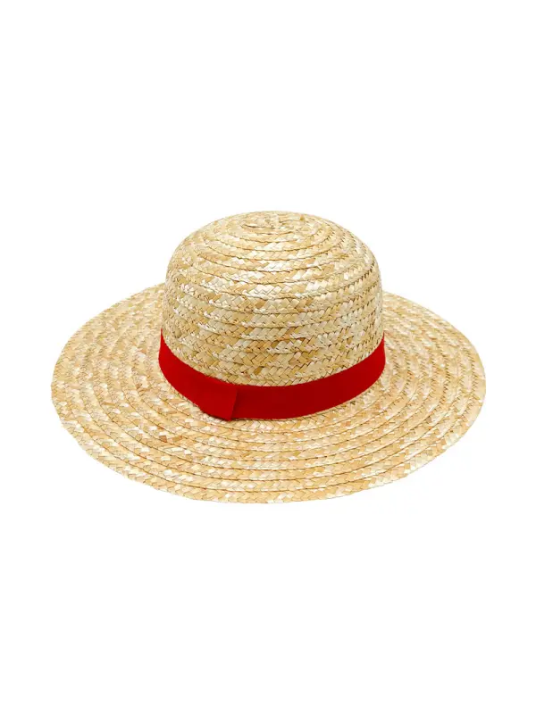 One Piece Anime Flat Top Beach Hat Sun Protection Straw Hat - Anrider.com 