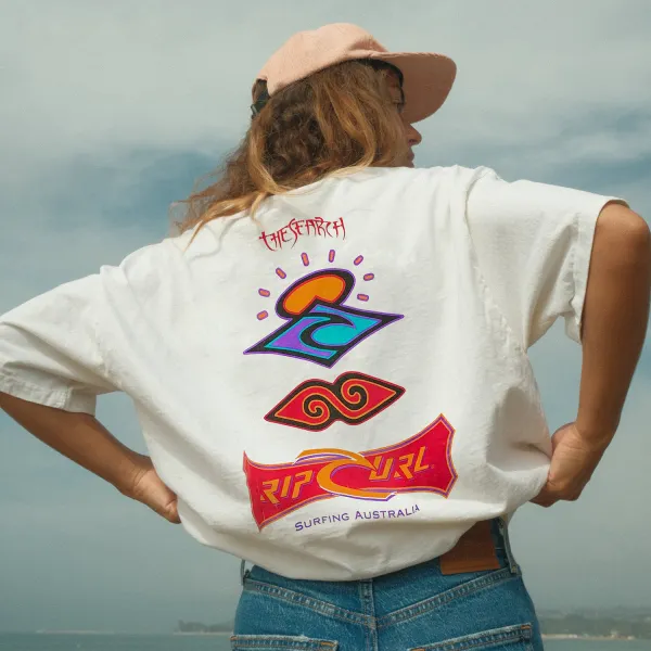 Casual Vintage Print Surf T-Shirt - Wayrates.com 