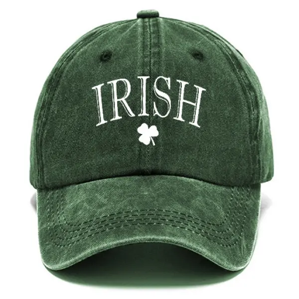 Washed Cotton Sun Hat Vintage Irish St. Patrick's Day Shamrock Lucky Outdoor Casual Cap - Dozenlive.com 