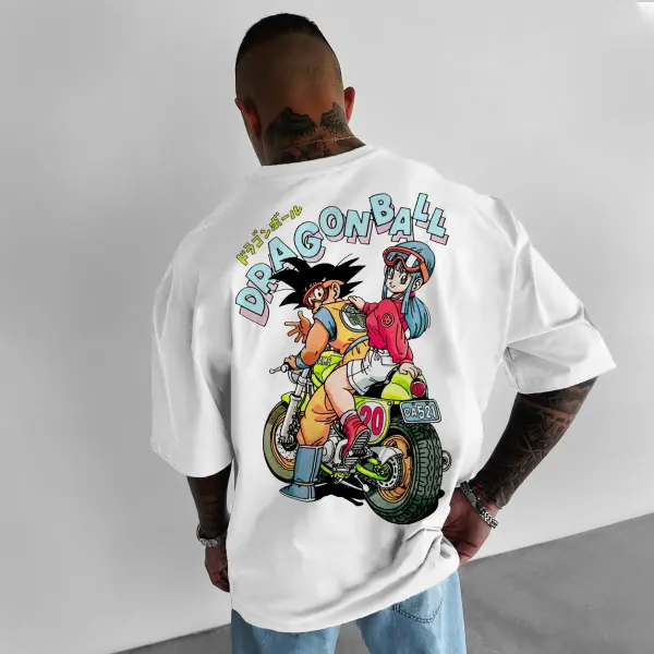 Unisex Vintage Dragon Ball Goku And Bulma Back T-Shirt - Elementnice.com 