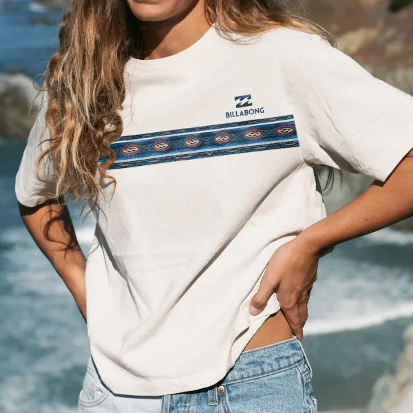 Casual Vintage Print Surf T-Shirt - Elementnice.com 