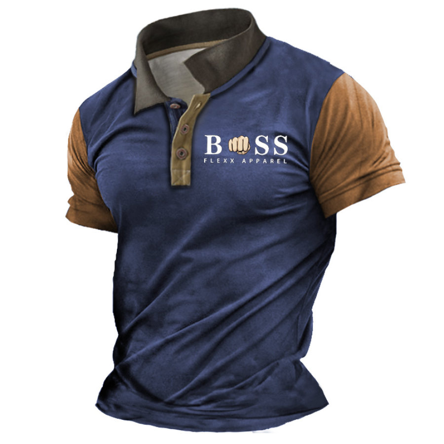 

Men's T-Shirt Polo Vintage Boss Print Color Block Summer Daily Short Sleeve Tops