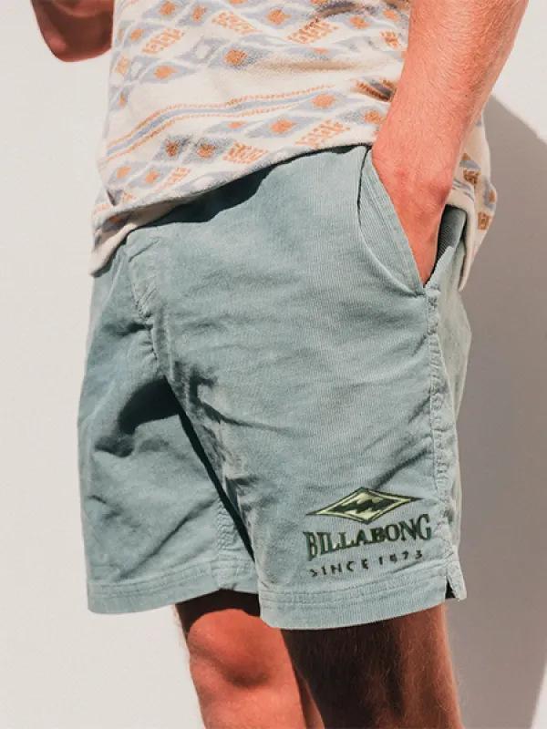 Billabong Embroidery Men's Shorts Retro Corduroy 5 Inch Shorts Surf Beach Shorts Daily Casual - Menwyx.com 