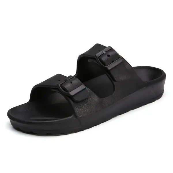 Boken Slippers Double-strap Buckle Solid Color Slip-on Beach Shoes Outdoor Surf Beach Breathable - Elementnice.com 