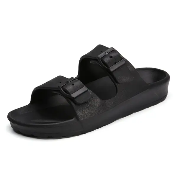 Boken Slippers Double-strap Buckle Solid Color Slip-on Beach Shoes Outdoor Surf Beach Breathable - Rabclub.com 