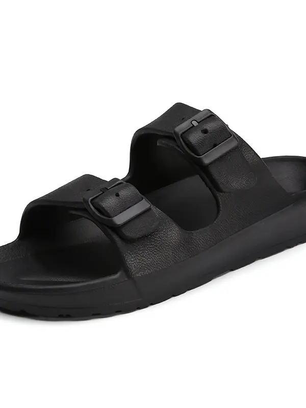 Boken Slippers Double-strap Buckle Solid Color Slip-on Beach Shoes Outdoor Surf Beach Breathable - Pragmaace.com 