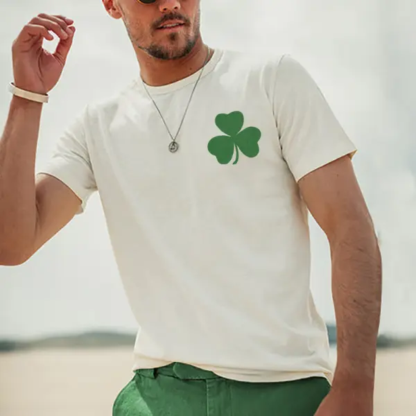 Men's T-Shirt Surf Shamrock St. Patrick's Day Lucky Print Beach Daily Crew Neck Short Sleeve Tops - Nicheten.com 